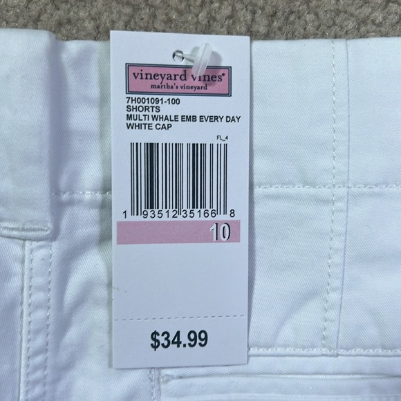 Vineyard Vines Girls Multi Whale Emblem Every Day white cap shorts, Size 10 - Picture 4 of 5